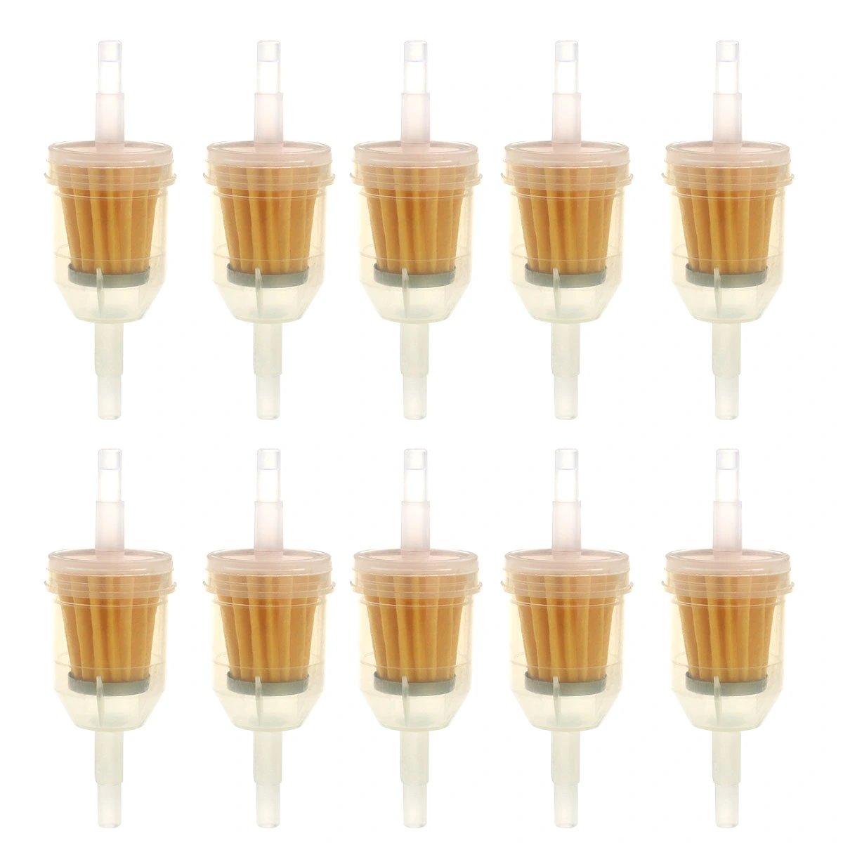 10pcs 1/4 Inch X 5/16 Inch Gas Inline Fuel Filters for Kawasaki Kohler Small Engine (With Steel Ring)