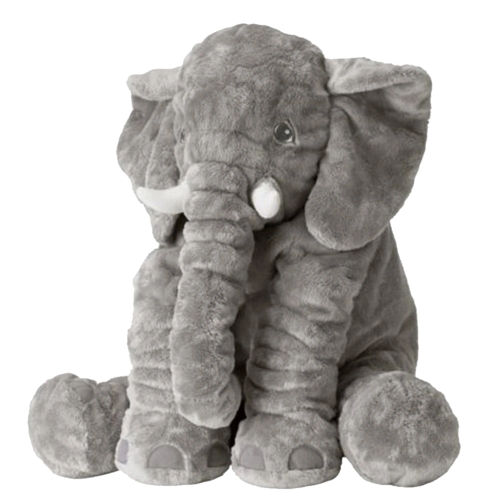 1PC Cartoon Elephant Plush Toy Soothing Elephant Plush Doll Baby Sleeping Throw Pillow Lovely Elephant Bolster Toy for Home Dorm (Grey)