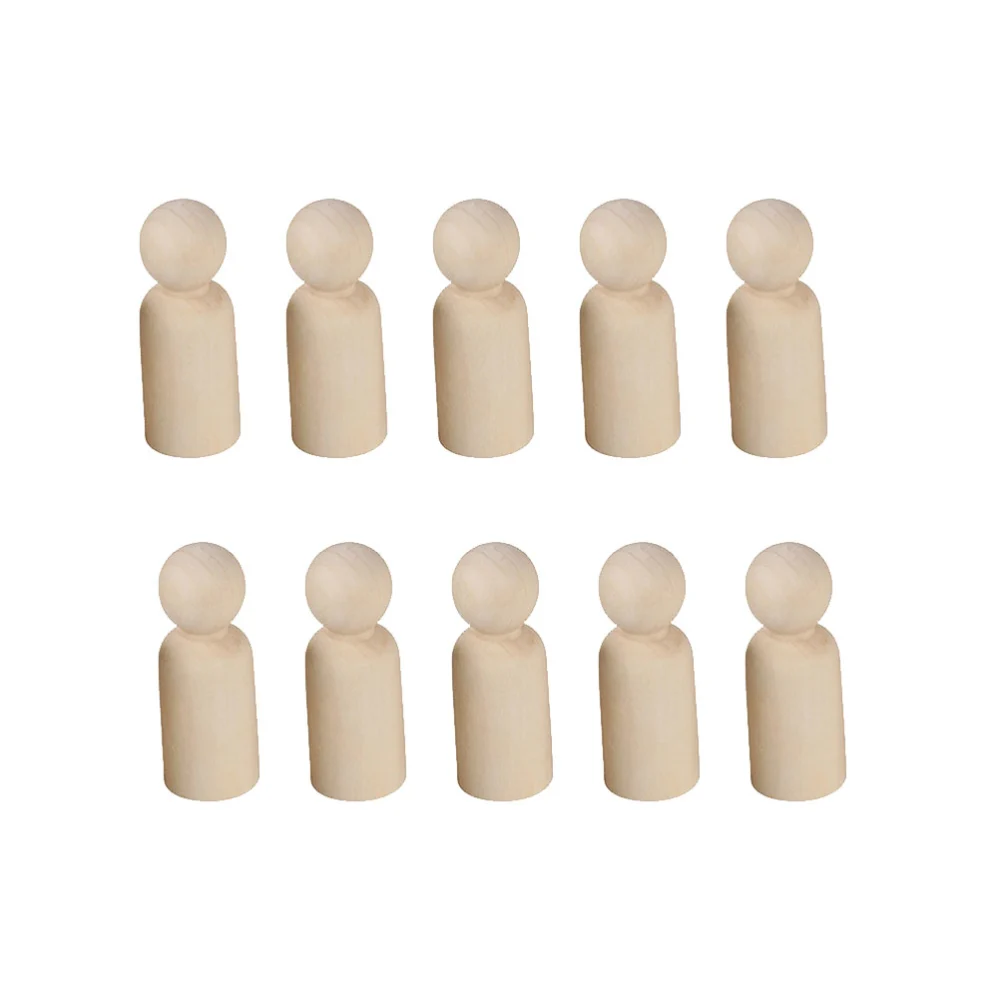 10pcs Small Wooden Sculpture Doll Children DIY Painting Graffiti Puppet Toys for Kids Children Home Decor Supplies(55mm Men Shape, Light Yellow)