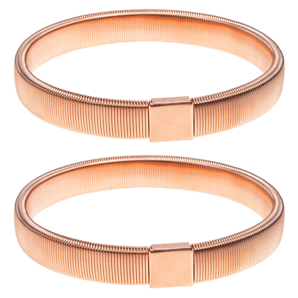 2pcs Elastic Armband Rose Gold Arm Ring Spring Bracelet Jewelry for Men