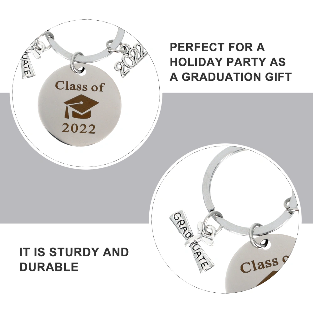 3Pcs Stainless Steel Graduation Key Pendant 2022 Graduation Keychain Hanging Ornament