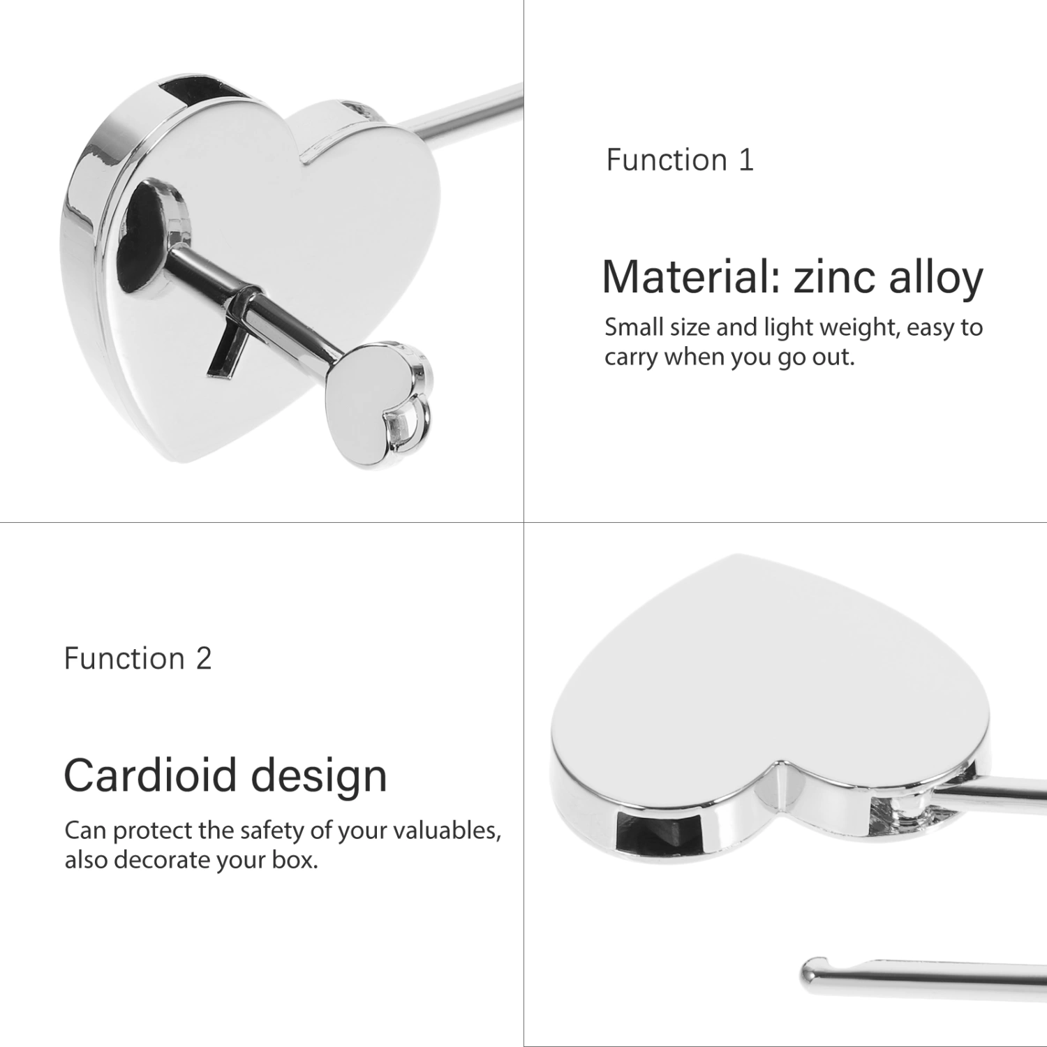 Small Heart Padlock with Key Couples Wishing Lock Jewelry Box Diary Book Lock