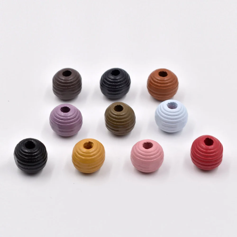 1 Set of Geometry Colored Wooden Beads Round Beads DIY Craft Beads Creative DIY Jewelry Accessories for Wig Dreadlocks (Mixed Color)