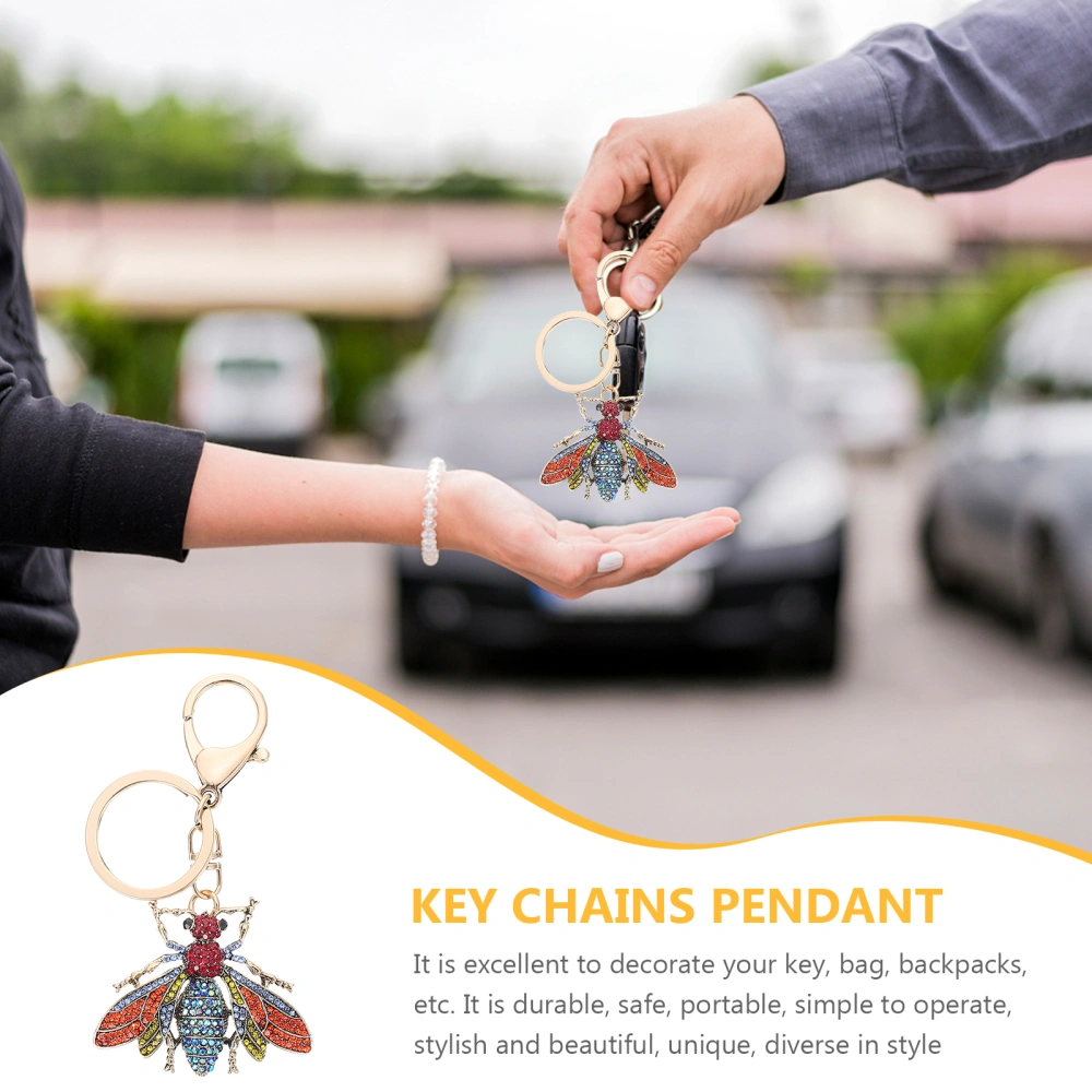 Exquisite Bee-shaped Keychain Purse Handbag Pendant Rhinestone Inlaid Key Chain