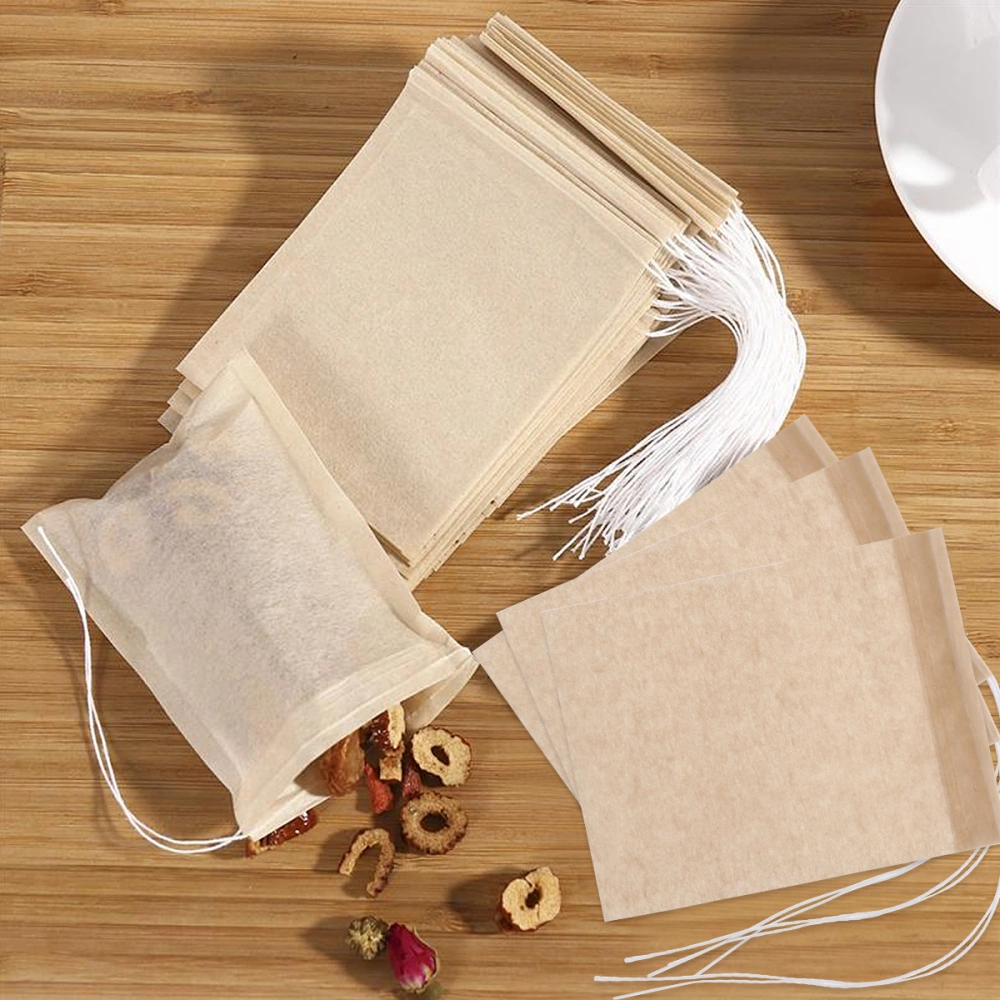 300pcs Disposable Tea Filter Bags Coffee Filter Tea Making Bag Packaging Bag (Light Brown)