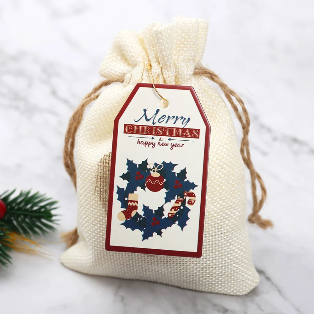 1 set of Christmas Gift Hanging Tags Name Cards Labels with Hanging Ropes