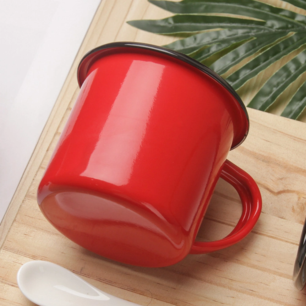 1pc Red Ceramic Cup Classic Retro Mug Large Capacity Drinking Cup Milk Coffee Mug for Home Office