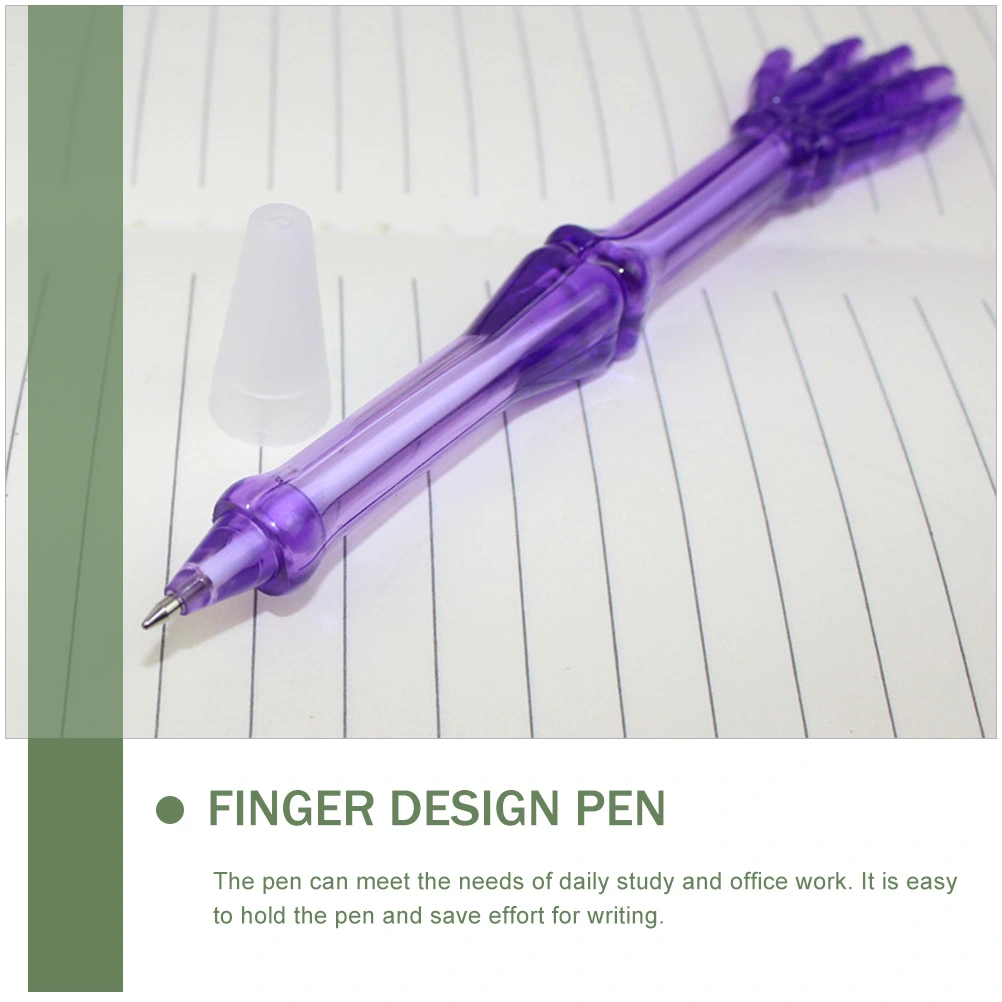 10Pcs Transparent Gel Pens Finger Design Pen Student Stationery (Random Style)