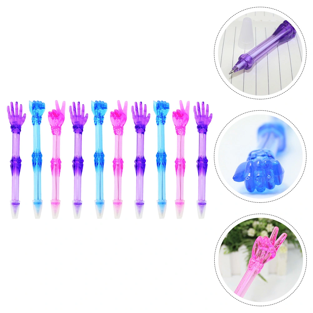 10Pcs Transparent Gel Pens Finger Design Pen Student Stationery (Random Style)