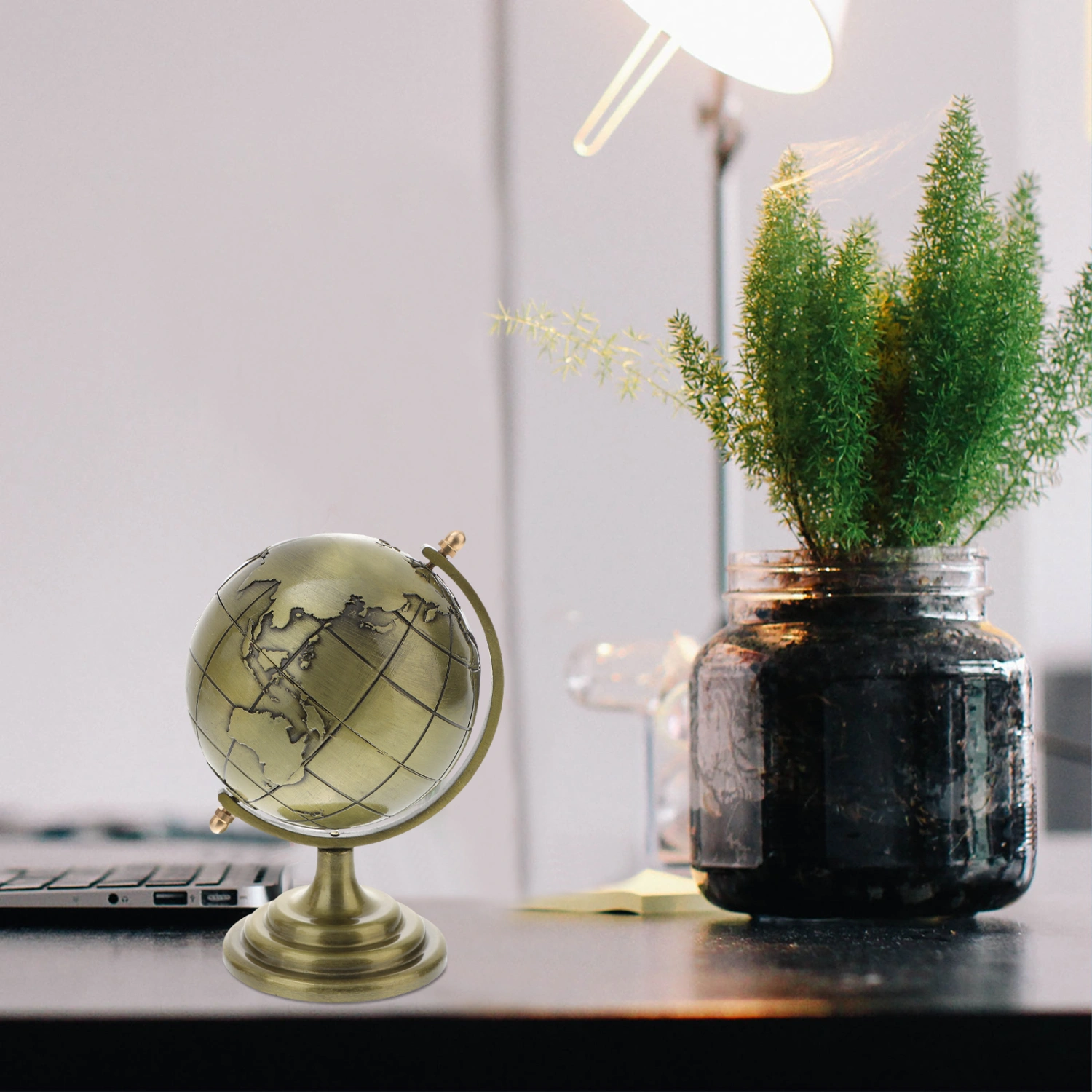 1pc Iron Rotation Globe Decor Desktop Globe Decor Rotation Globe Adornment