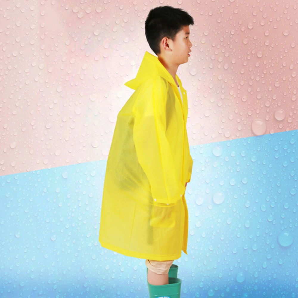 Kids Reusable EVA Rain Poncho with Hood for Theme Parks Sporting Events Camping Traveling Concerts or Some Emergencies (Yellow)