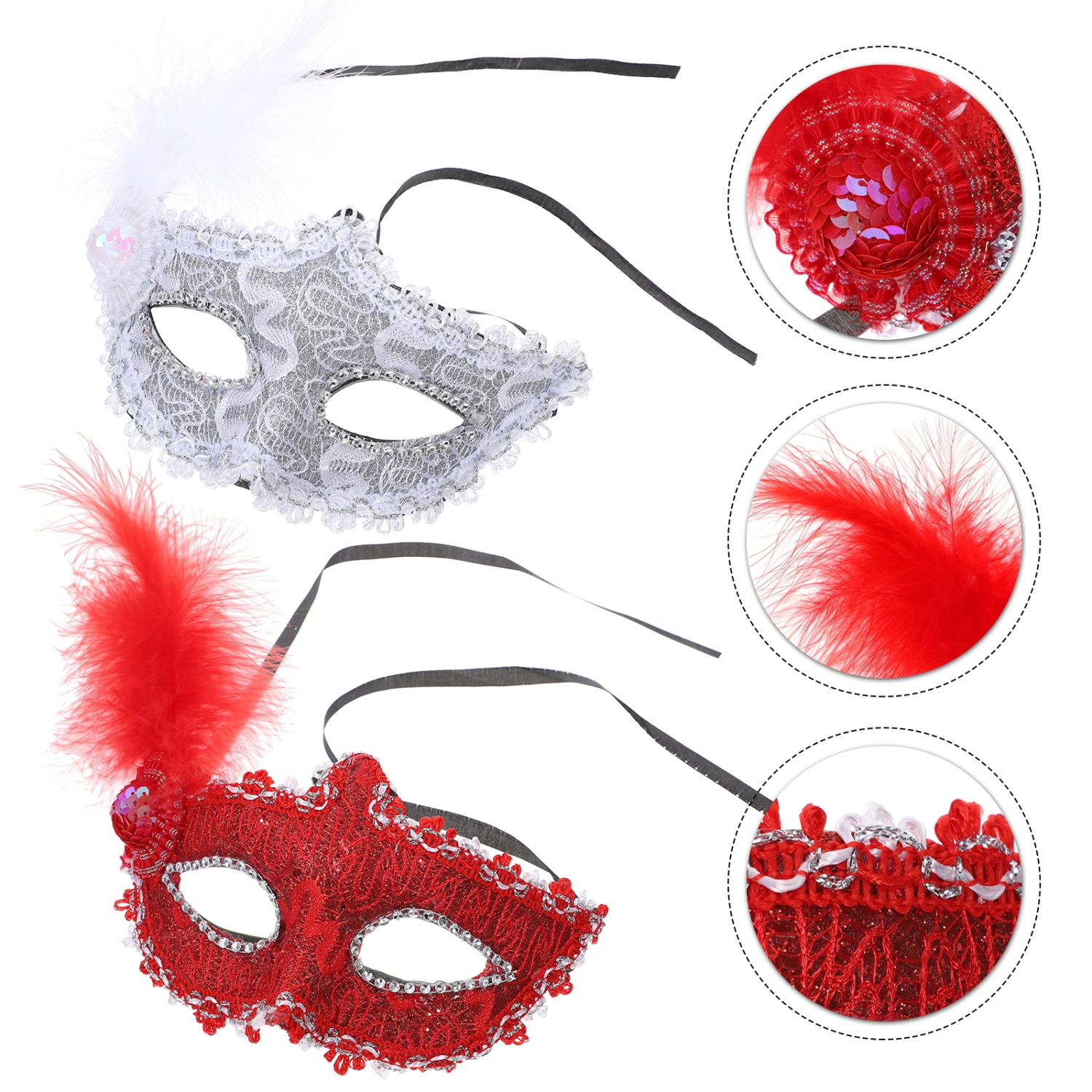 2Pcs Masquerade Mask Mardi Gras Costume Mask Christmas Halloween Cosplay Party Mask