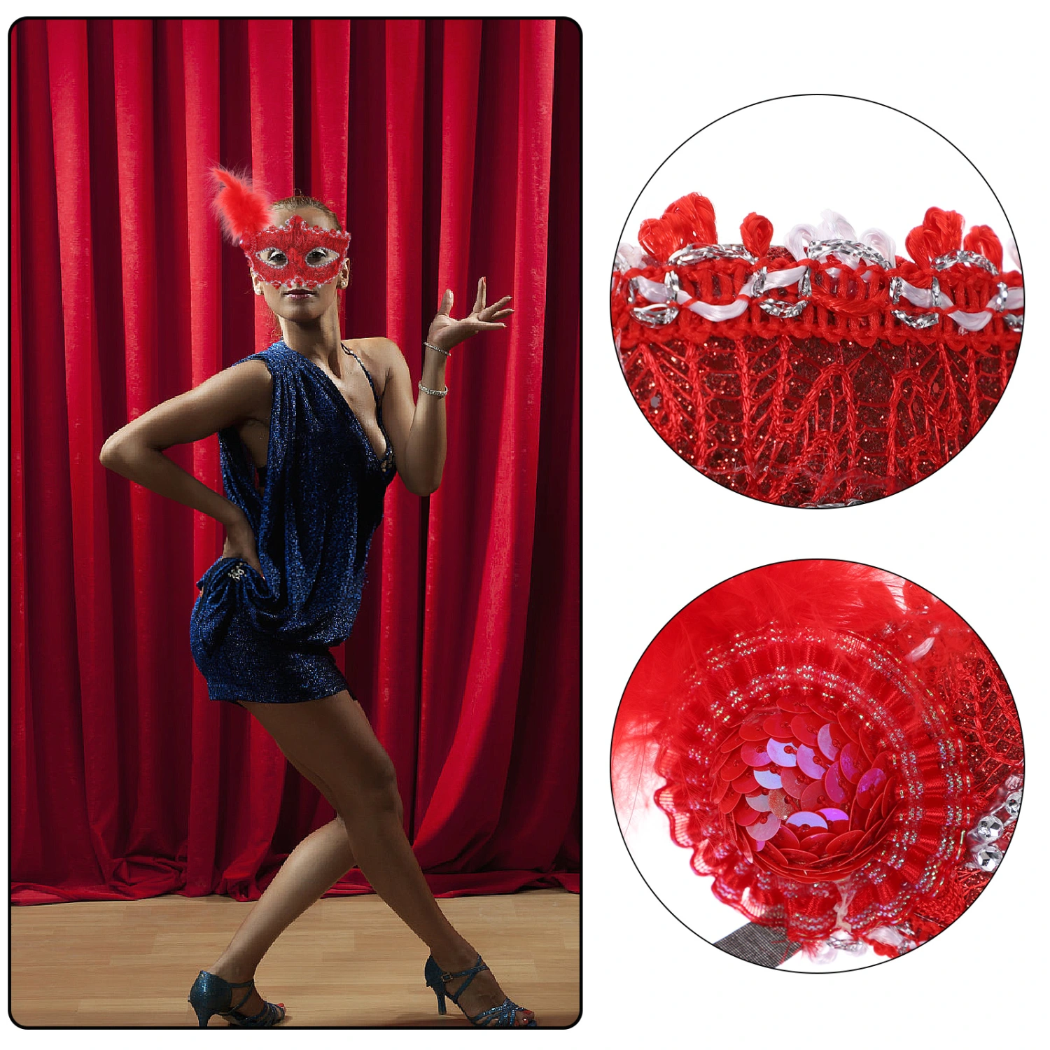 2Pcs Masquerade Mask Mardi Gras Costume Mask Christmas Halloween Cosplay Party Mask