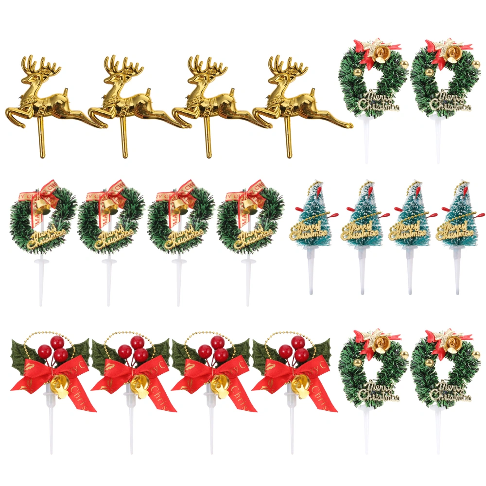 20Pcs Christmas Cake Topper Cake Insert Cards Cake Decoration (Random Style)