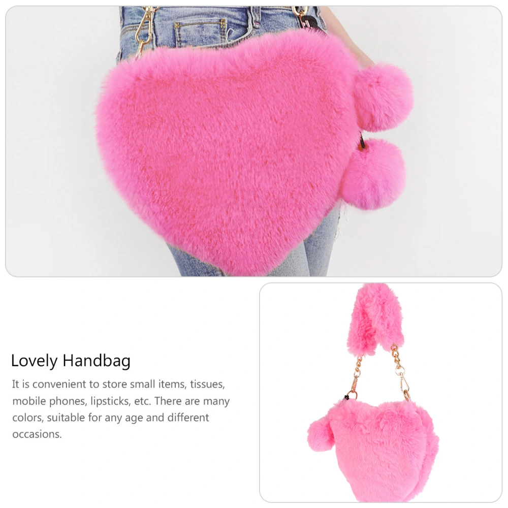 1Pc Plush Heart-shaped Bag Female Lovely Handbag Furry Bag for Winter Autumn