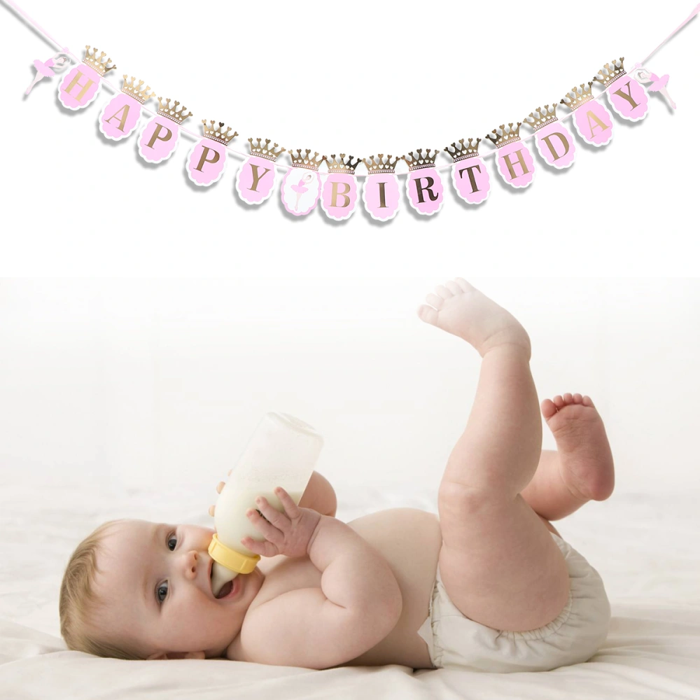 3.6M Banner Ballet Girls Dancer Banner Garland for Birthday Party Favors Decoration (Pink)