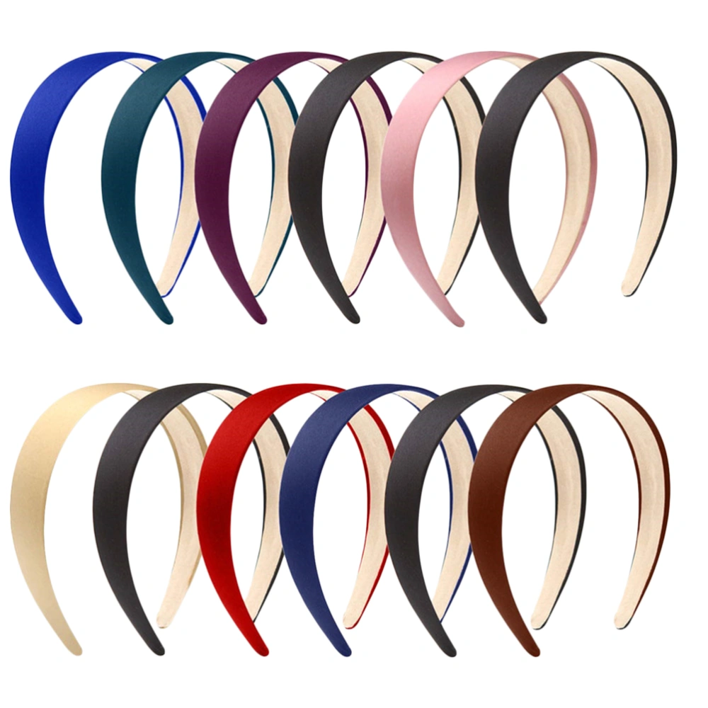 12Pcs Headbands Handmade Hair Hoops Decorative Cloth Headwear Solid Color Non-slip Hairpin Wash Face Bangs Clip for Women and Girls (Random Color)