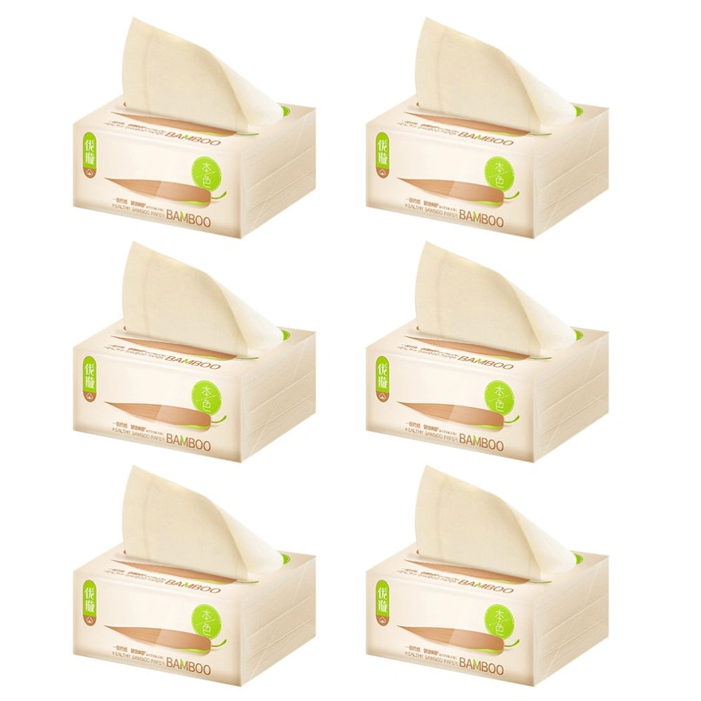 6 Packs Natural Bamboo Pulp Paper Household Towel Paper Napkin Extraction Type Papers For Home Restaurant Hotel