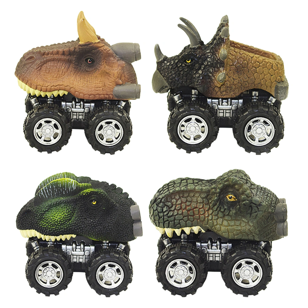 4pcs Simulation Dinosaur Kids Pull-Back Car Toy Mini Dinosaur Model Car Toy Kids Early Learning Toy Friction Powered Toy