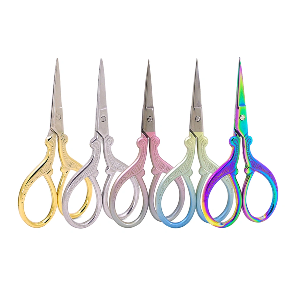 5pcs 91cm Small Crane Phoenix Scissors Chinese Scissors Shears Tailor Scissors Craft Scissors Sewing Scissors (Bright Silver / Golden / Yellow Blue / Pink Greenish / Colorful Titanium Straight Tip Scissor for Each 1pc)