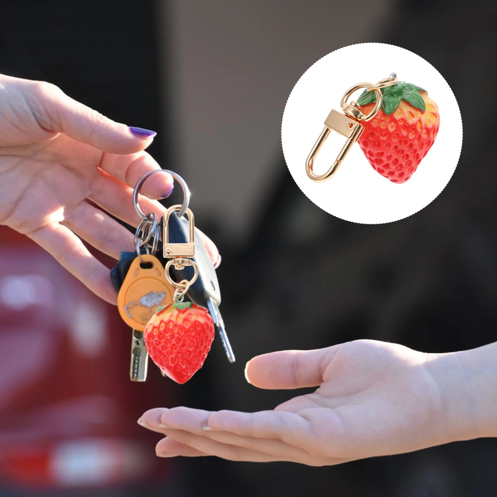 5pcs Figurine Red Strawberry Keychain Creative Red Strawberry Keyring Keychain