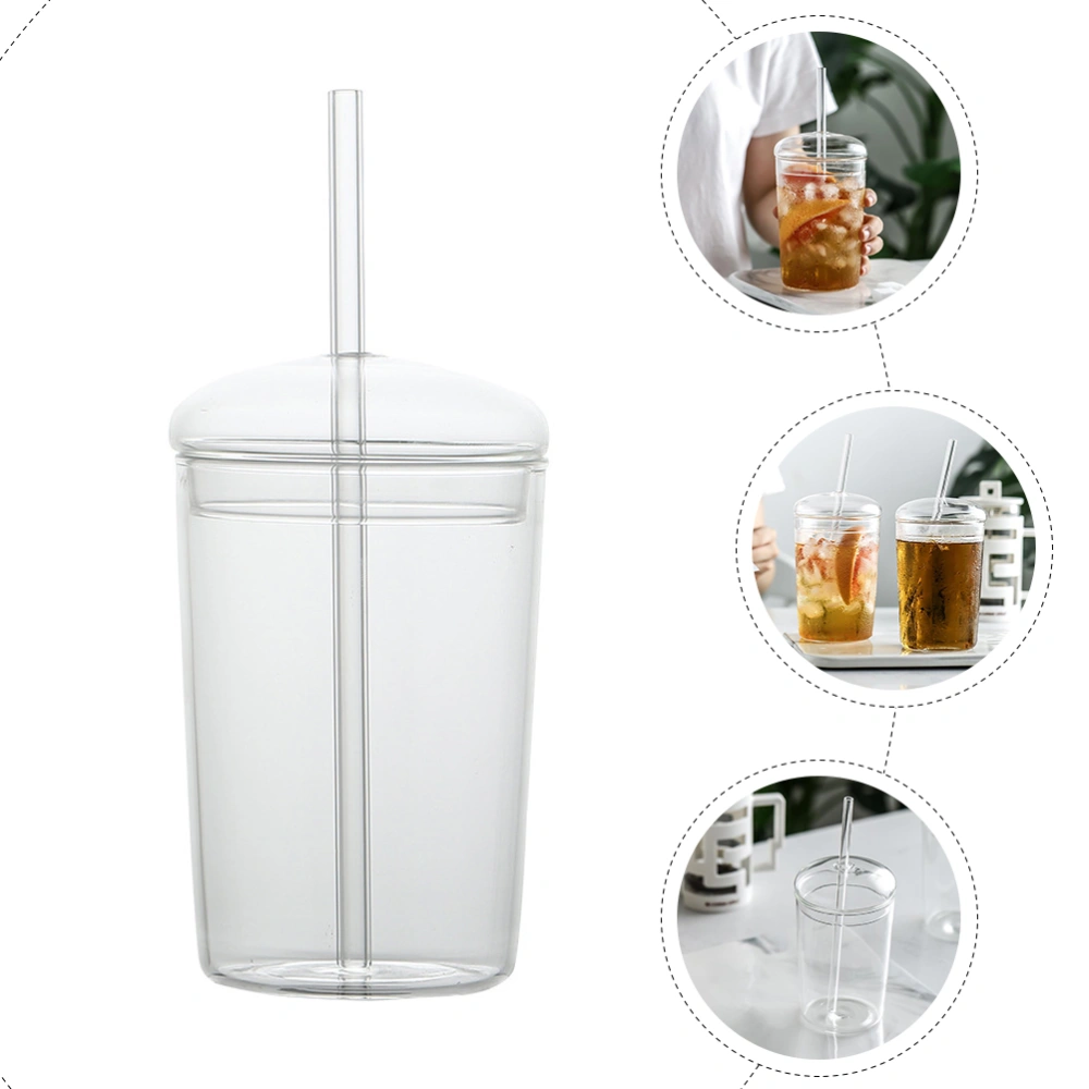 Glass Straw Cup Large Capacity Glass Cup Household Beverage Cup Glass Drinking Cup