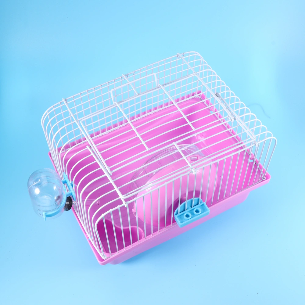 1pc Hamster Cage Travel Carry Rat Cage Small Pets Supplies Hamster Toy Accessories (Pink)