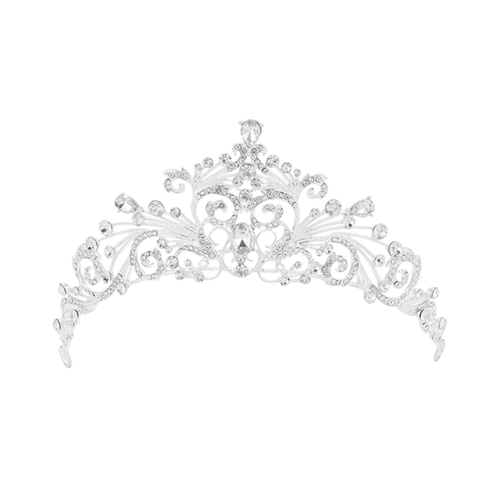 Wedding Prom Bridal Crown Rhinestone Crystal Decor Headband Veil Tiara