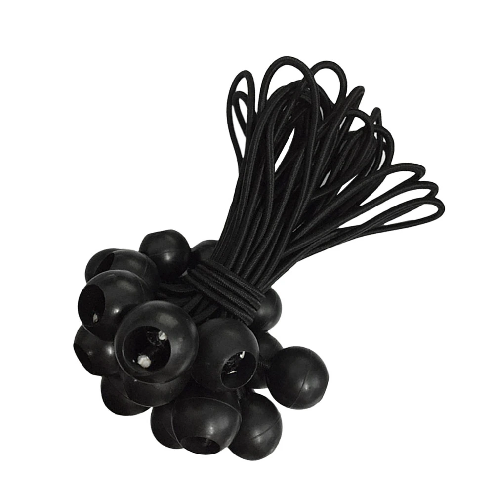 15Pcs 15cm High Elastic Ball Tent Strapping Cord Tie Down Elastic Cord Camping Accessories for Tent Baggage Black