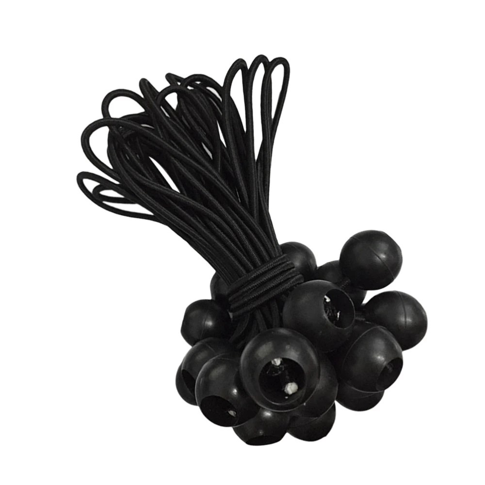 15Pcs 15cm High Elastic Ball Tent Strapping Cord Tie Down Elastic Cord Camping Accessories for Tent Baggage Black