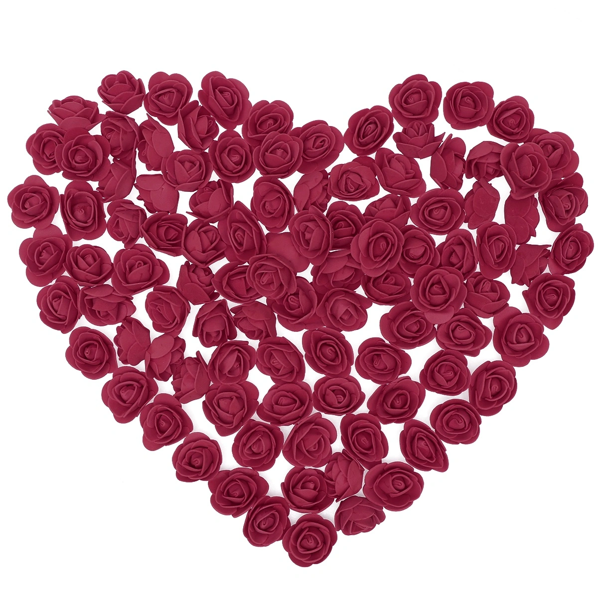 100pcs 3.5cm Artificial Rose Head for DIY Bouquets Wedding Party Home Decoration (Dark Red)