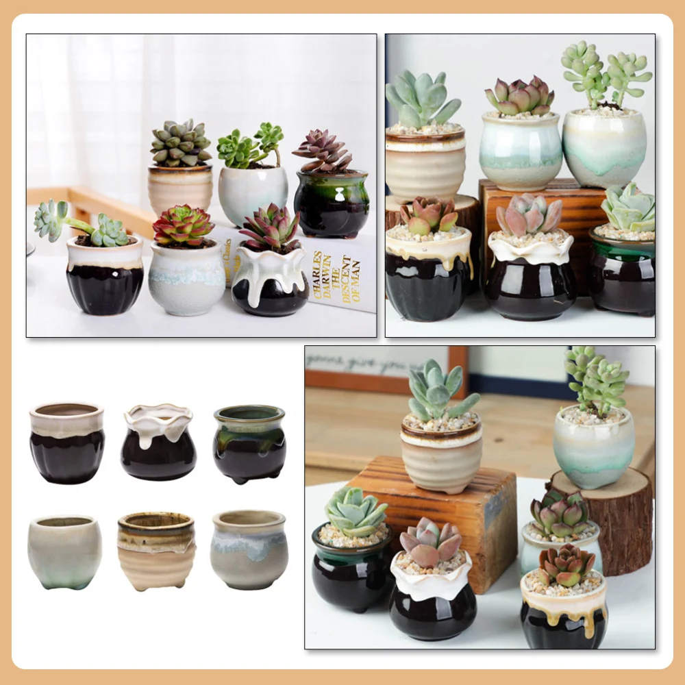 6pcs Succulent Pots Ceramic Modern Plant Pots Small Colorful Flower Planter Pots