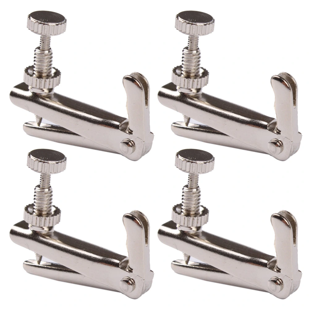 4pcs Violin String Adjuster Fine Tuning String Fine Adjuster Tuners for Violin Size S (Silver)