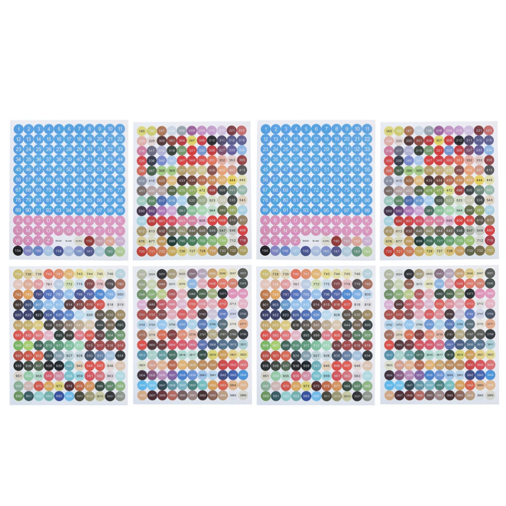 8 Sheets Cross-stitch labels embroider Number Stickers Cross-stitch Decals