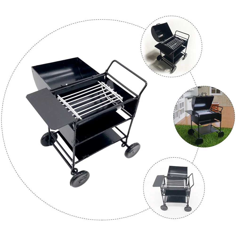 Mini Barbecue Cart Model Doll House Accessory Mini Barbecue Cart Decoration