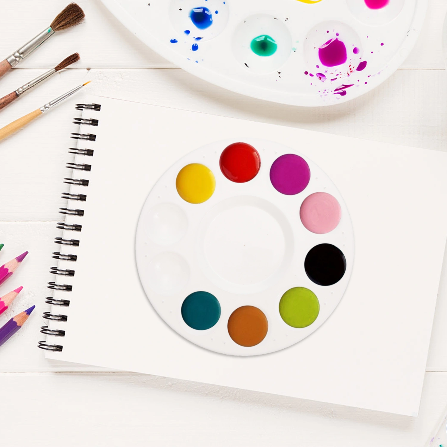 1 Set Art Painting Color Mixing Trays Watercolor Pigment Trays with Painting Scrapers