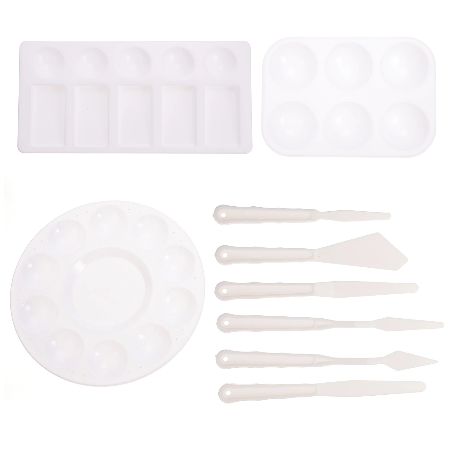 1 Set Art Painting Color Mixing Trays Watercolor Pigment Trays with Painting Scrapers