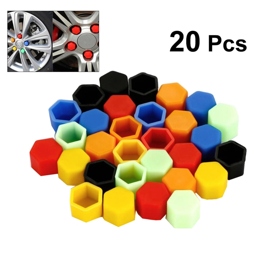 20pcs Silicone Wheel Lug Nut Covers Bolts Covers Screw Protect Caps 21mm Inner Diameter (Black)