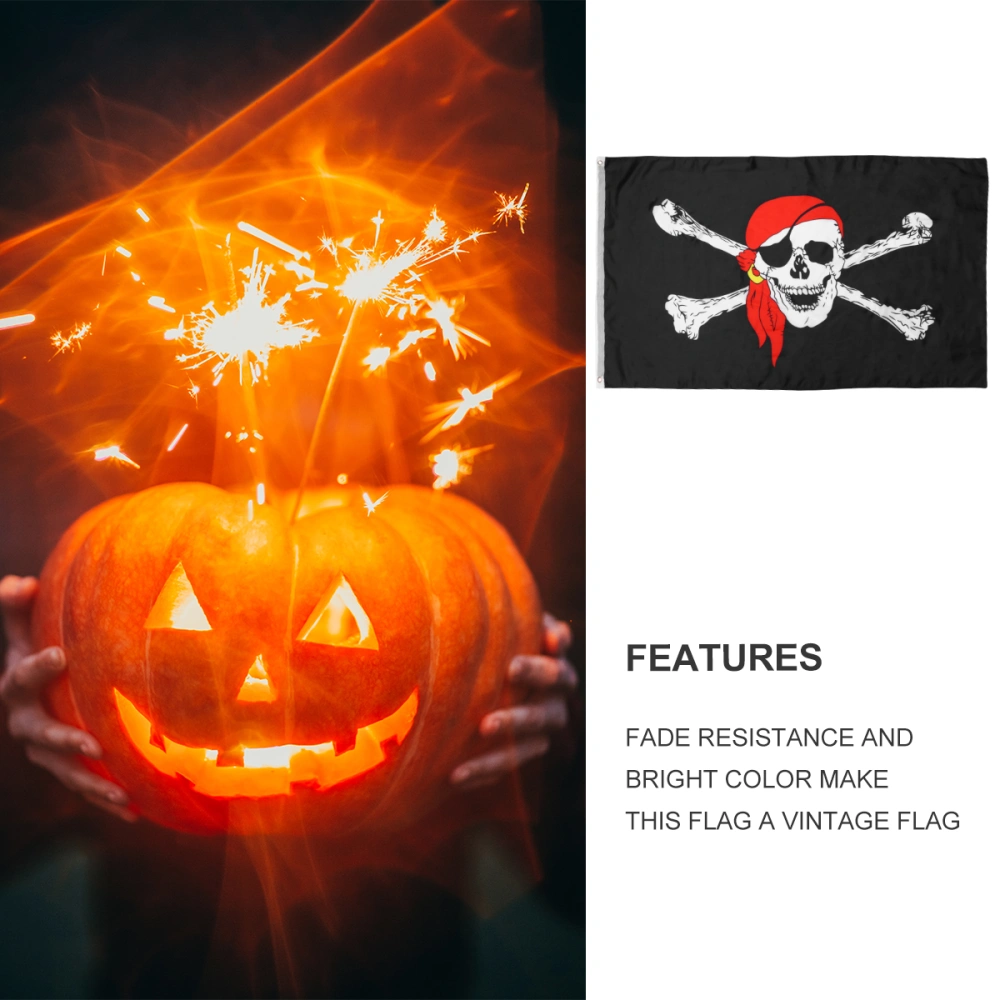 Pirate Flag Horror Skull Crossbones Cool Pirate Flag Halloween Decoration