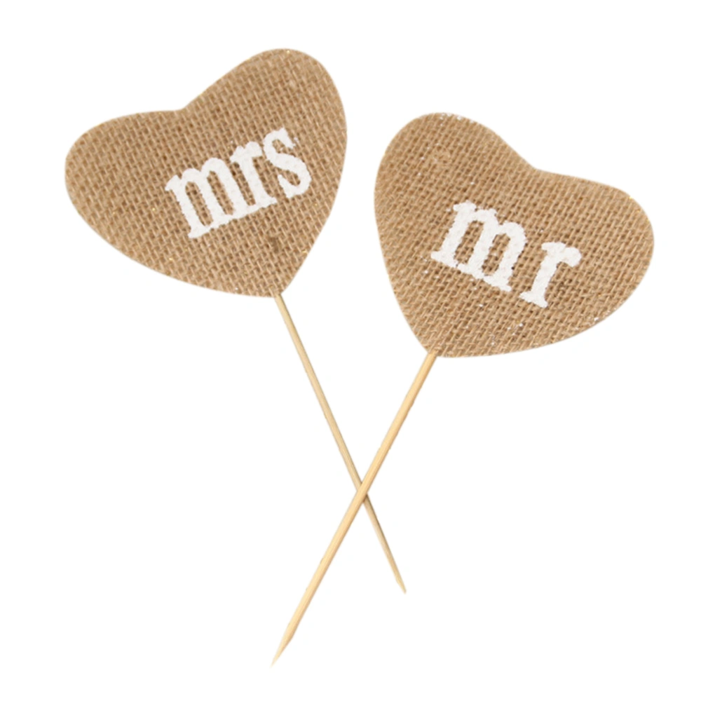 Mr Mrs Heart Shape Hessian Bunting Banner Rustic Party Decoration