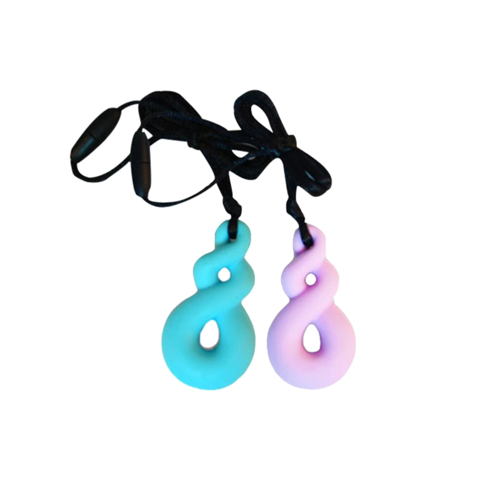 2Pcs Chewing Necklace Calming Chew Necklace for Autism ADHD Oral Motor Chewing Biting Teething Needs (Light Blue and Purple)