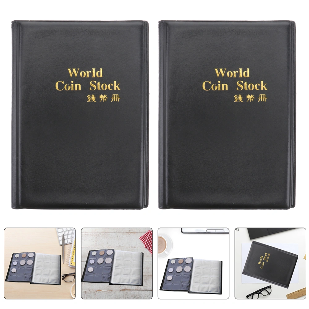 2Pcs Decorative Coin Collection Album Portable Coin Storage Book Coin Collecting Stock