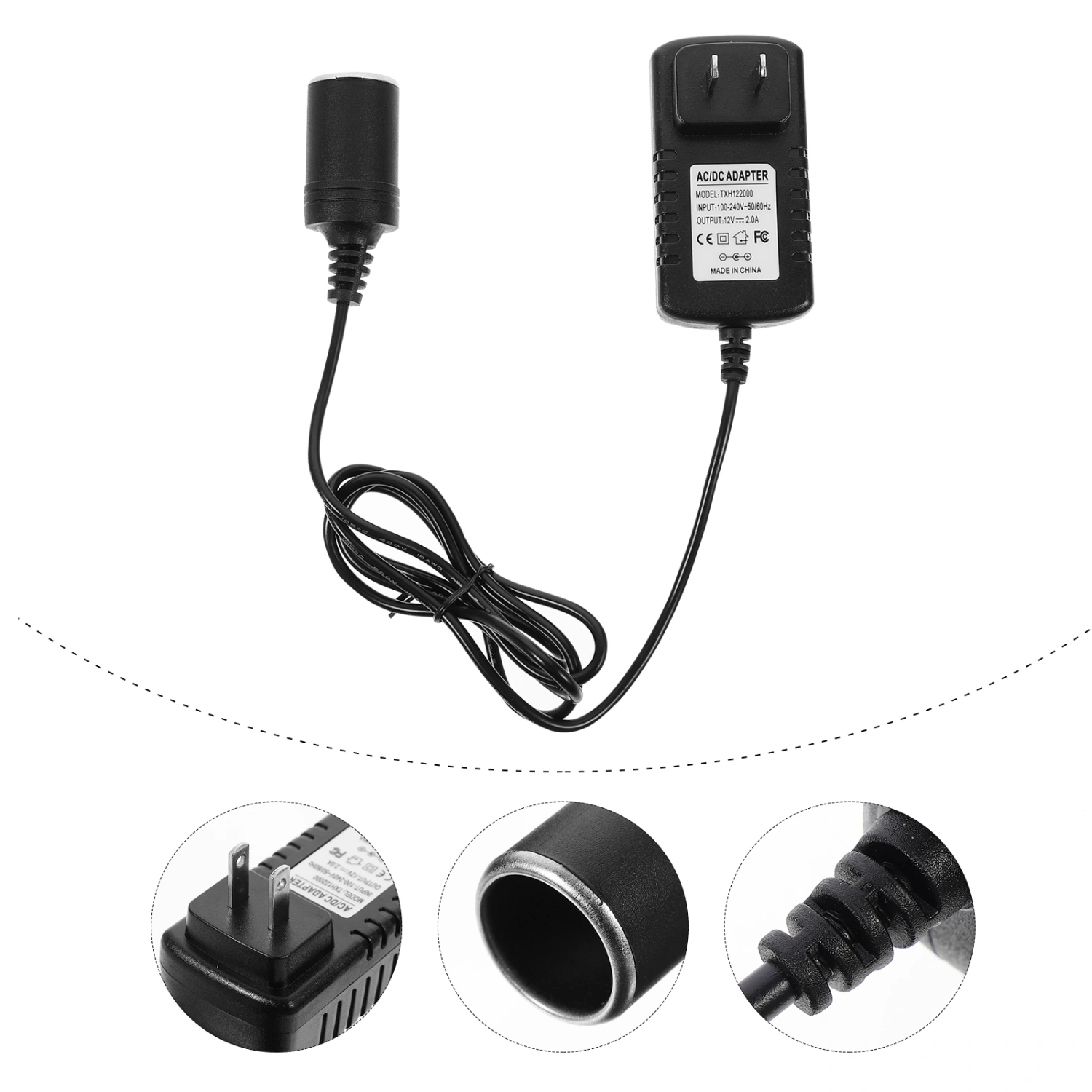 Car Converter 100-240V to 12V Socket Power Inverters Power Adapter (US Plug)