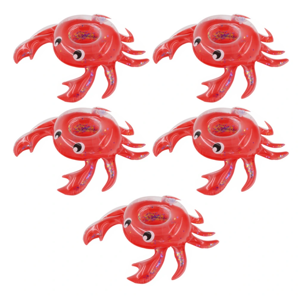 5pcs Inflatable Cup Holder Water Floating Cup Holder Cartoon Crab Cup Holder