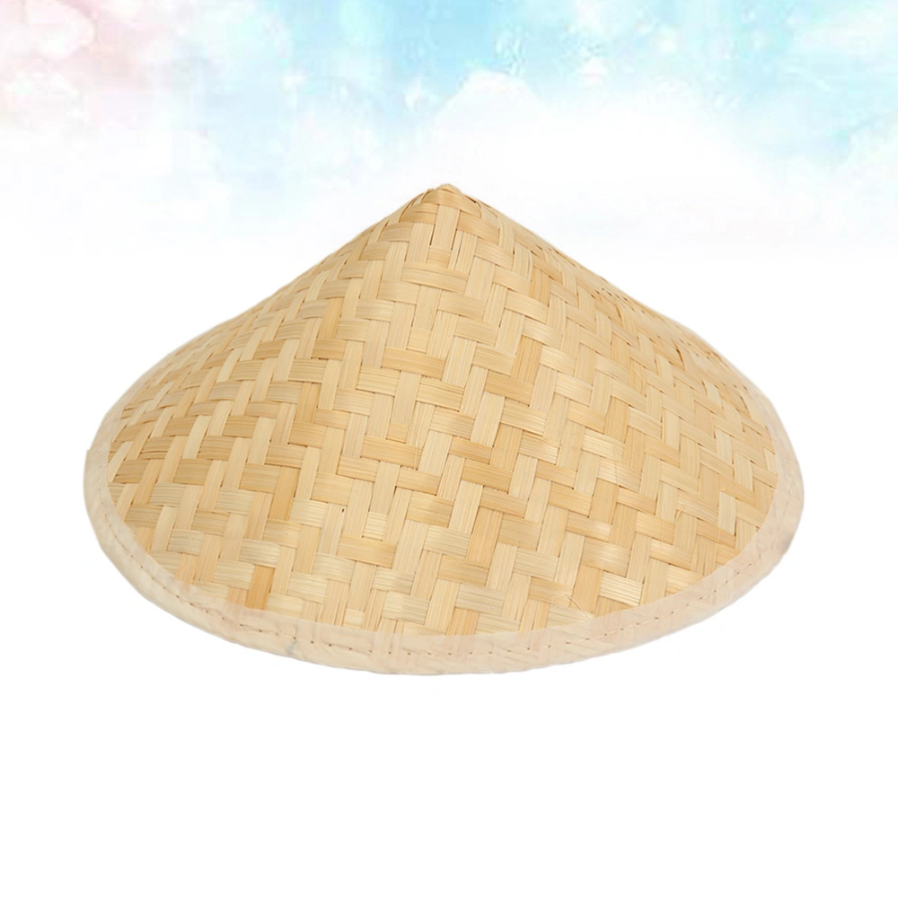 2PCS Bamboo Weaving Hats Traditional Chinese Oriental Bamboo Straw Hat Drawing Bamboo Woven Hat Decor Wall Hanging Bamboo Hat Decor for Children Kids Size L