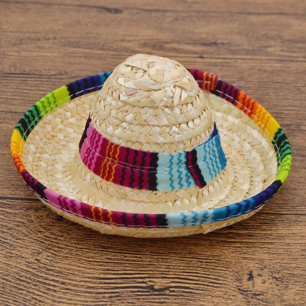 3Pcs Stylish Fisherman Hat Mini Mexican Hat Pet Hat for Cat Puppy Cat Beige