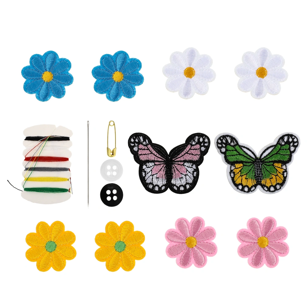 1 set of Flower Butterflies Embroidery Appliques Sewing Patches DIY Clothes Supplies