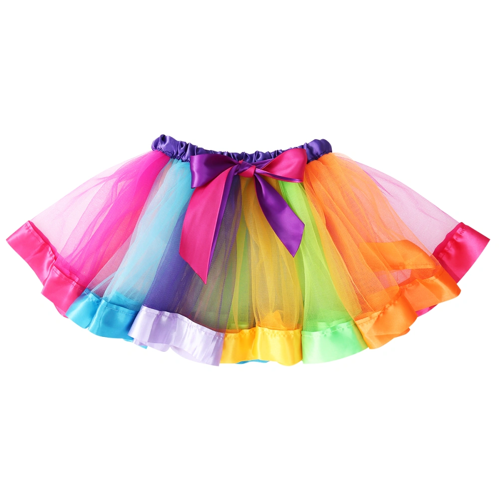 LUOEM Girls Layered Rainbow Tutu Skirt Ruffle Tiered Dance Performance Dress Size M for Girls 4-6 Years Old