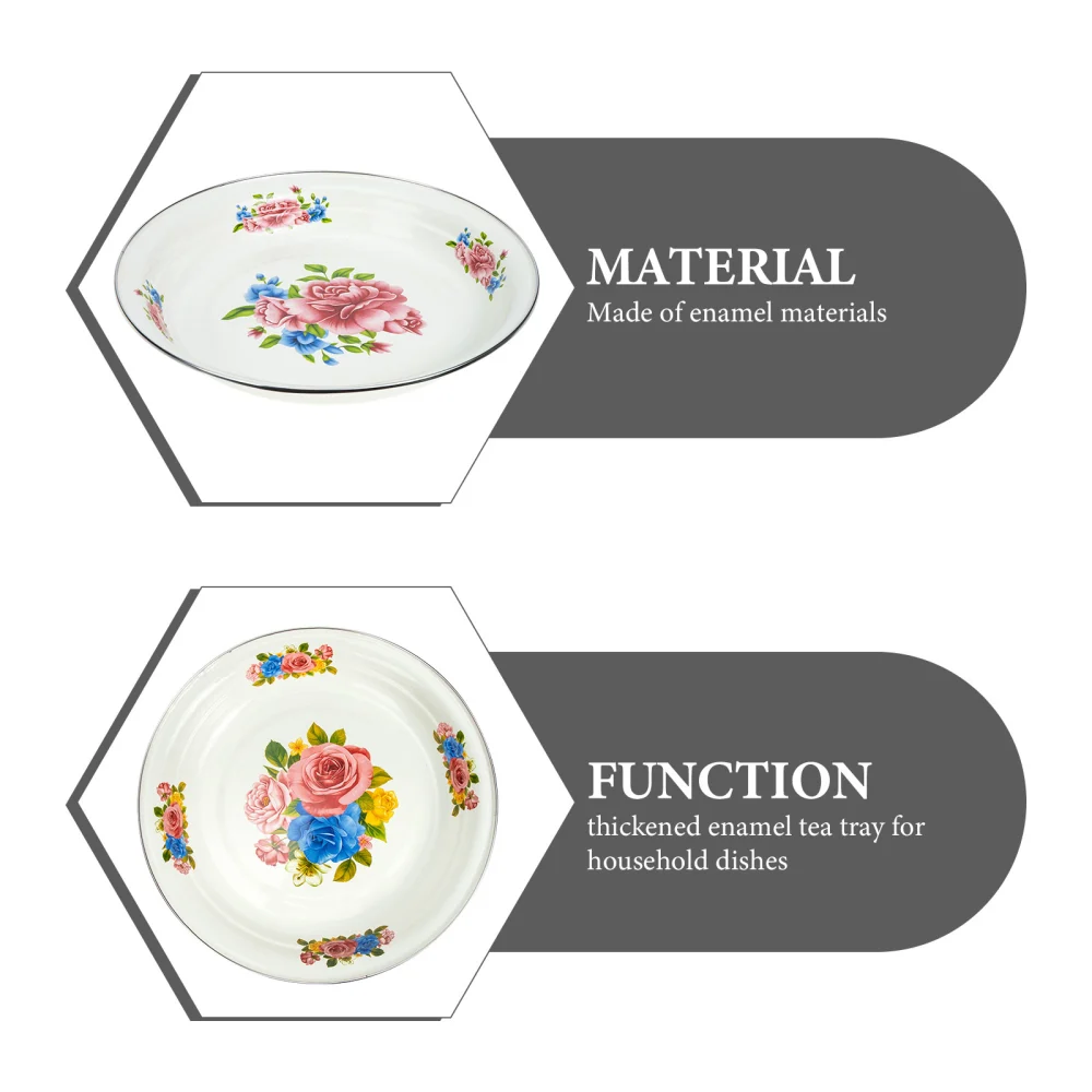 2pcs Enamel Dishes Food Plates Tea Plates Thickened Dish Plates for Home Hotel