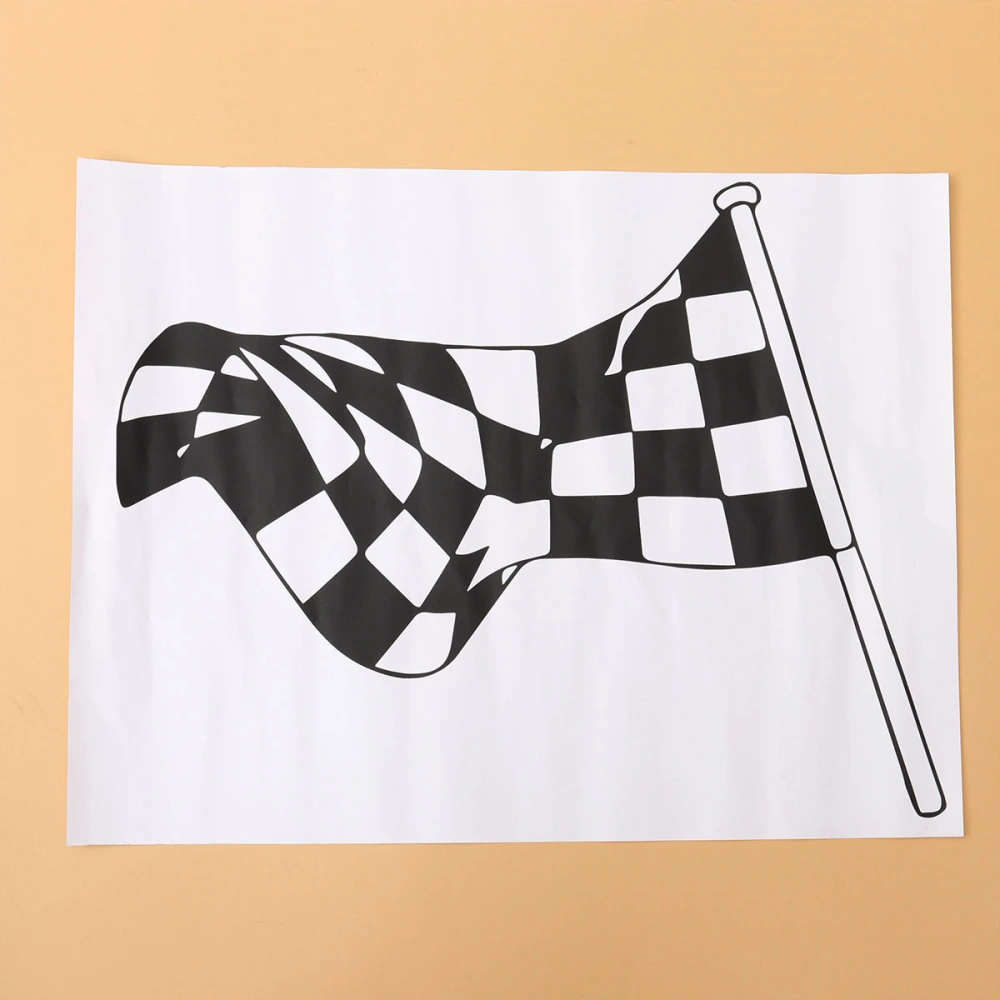 1pc Racing Flag Pattern Wall Sticker Decorative Stickers Wallpaper Wall Stickers for Bedroom Boy Room 42x33cm (Black)